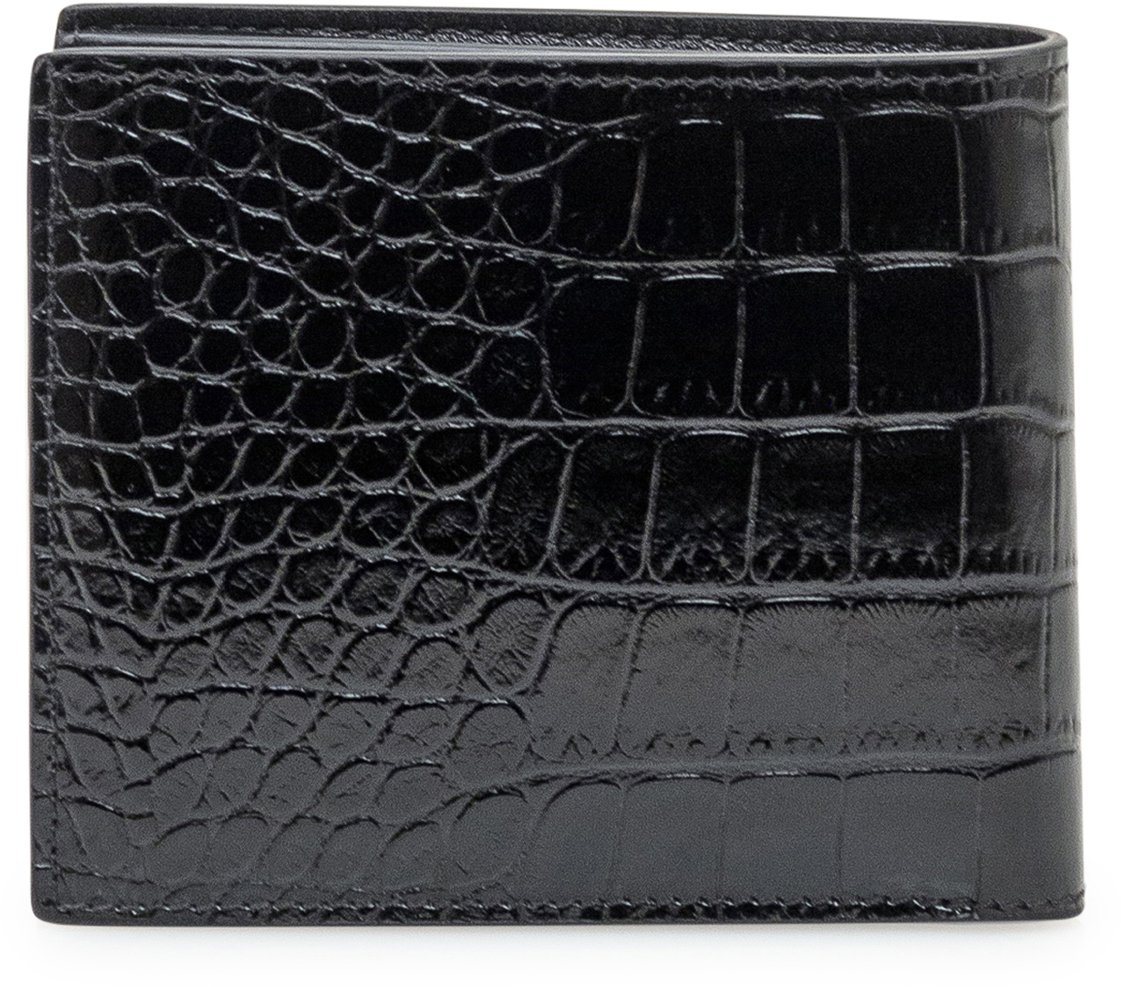 Tom Ford Tom Ford Portafoglio in Pelle con Effetto Coccodrillo Zwart