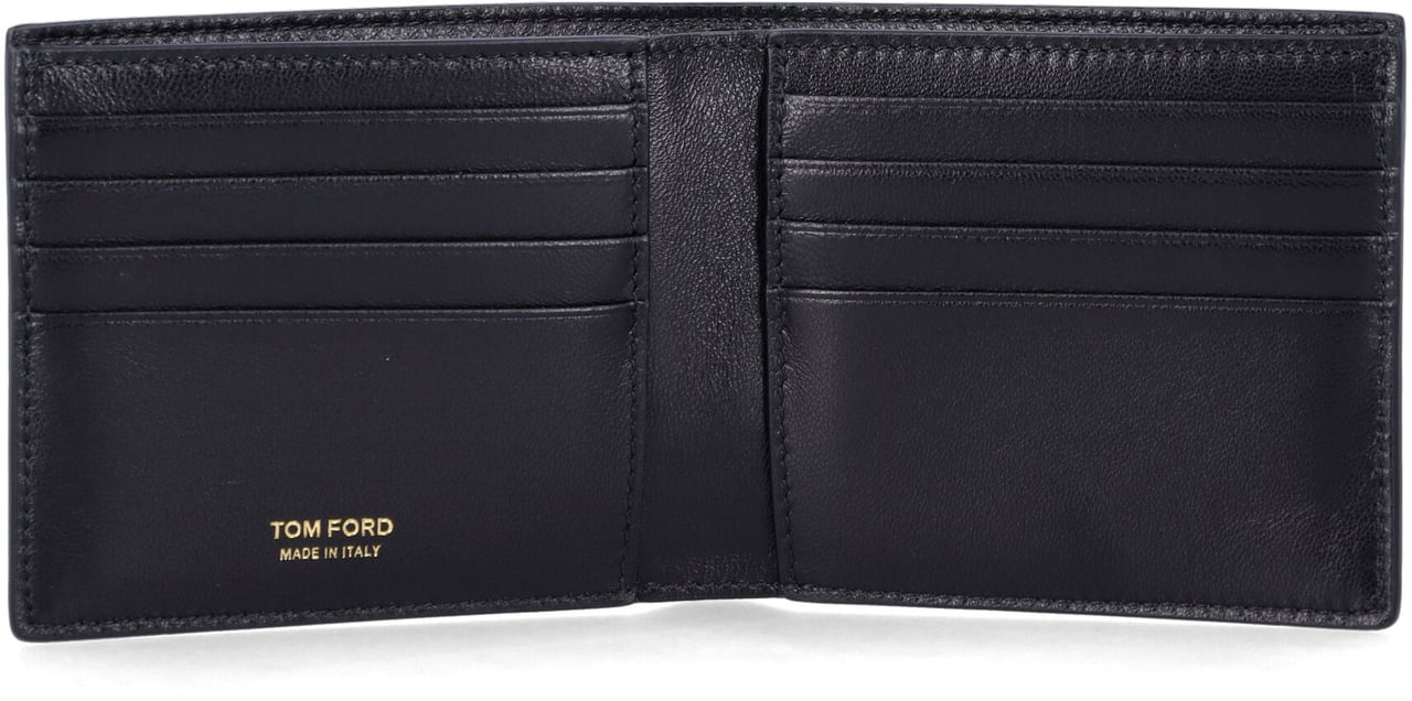 Tom Ford Tom Ford black croc-effect leather bi-fold wallet Zwart