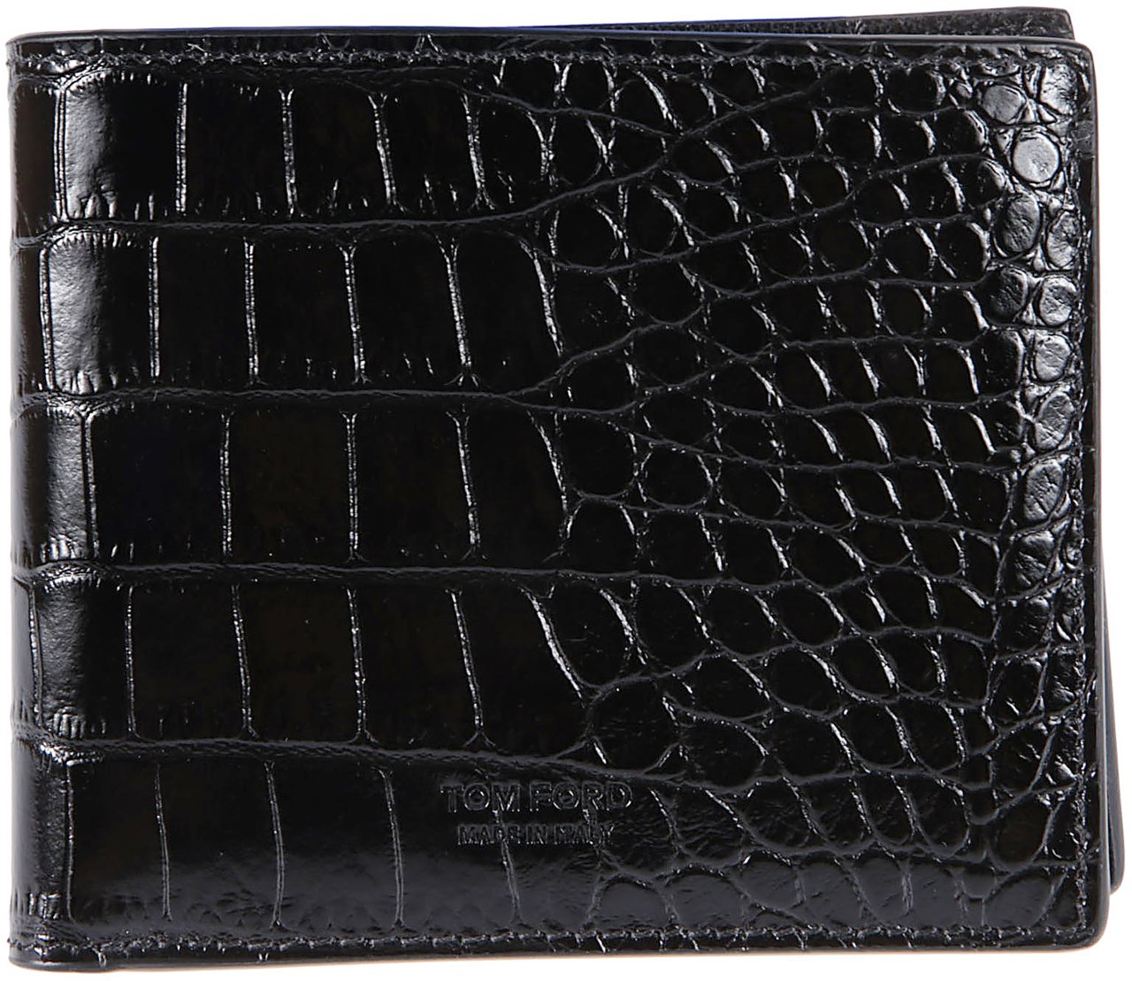 Tom Ford Shiny Printed Croc Exotic T Line Wallet Black Zwart
