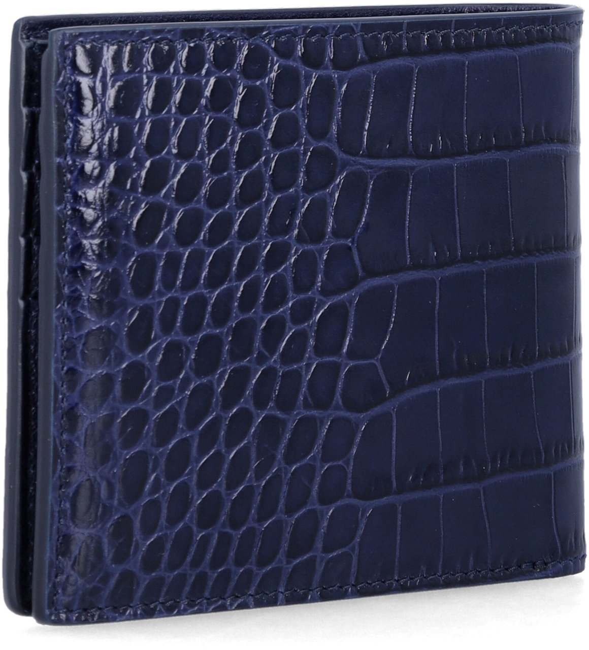 Tom Ford Bifold Wallet Crocco Print Maritime Blue Blauw