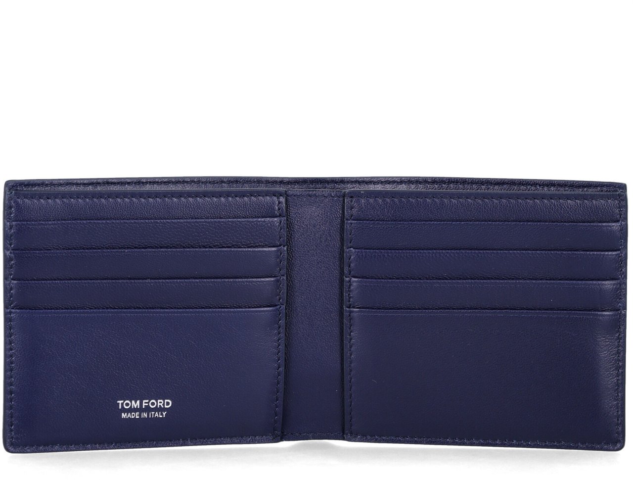 Tom Ford Bifold Wallet Crocco Print Maritime Blue Blauw