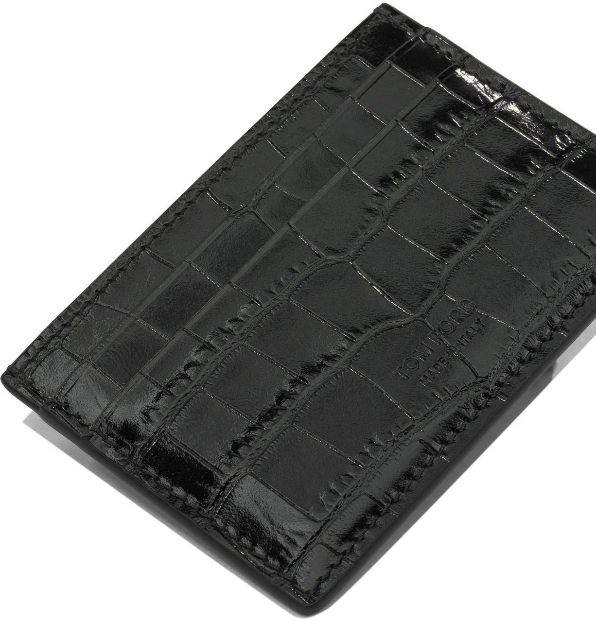 Tom Ford Tom Ford croco embossed leather cardholder Zwart
