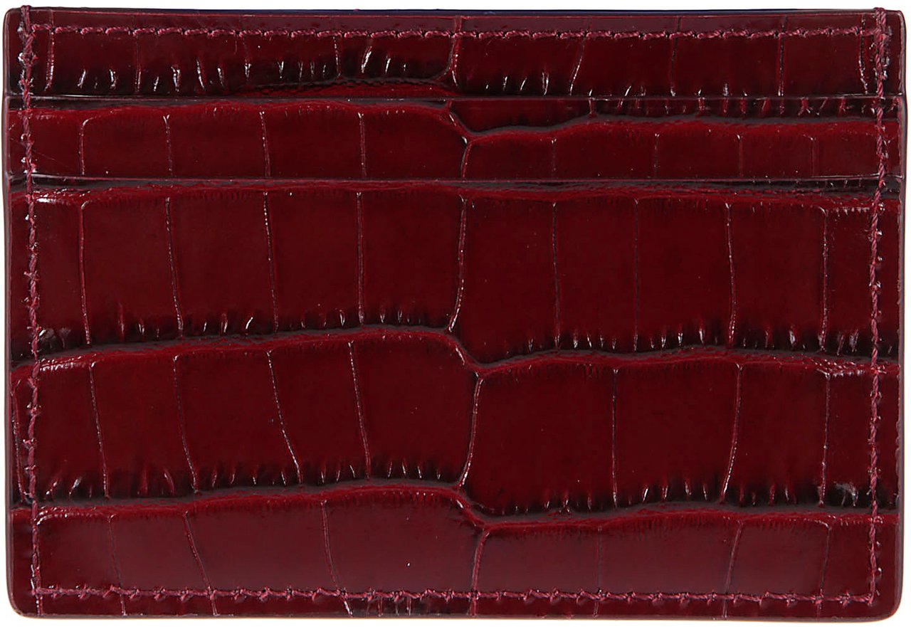 Tom Ford Shiny Printed Croc Exotic Line Classic Credit Card Holder Red Rood