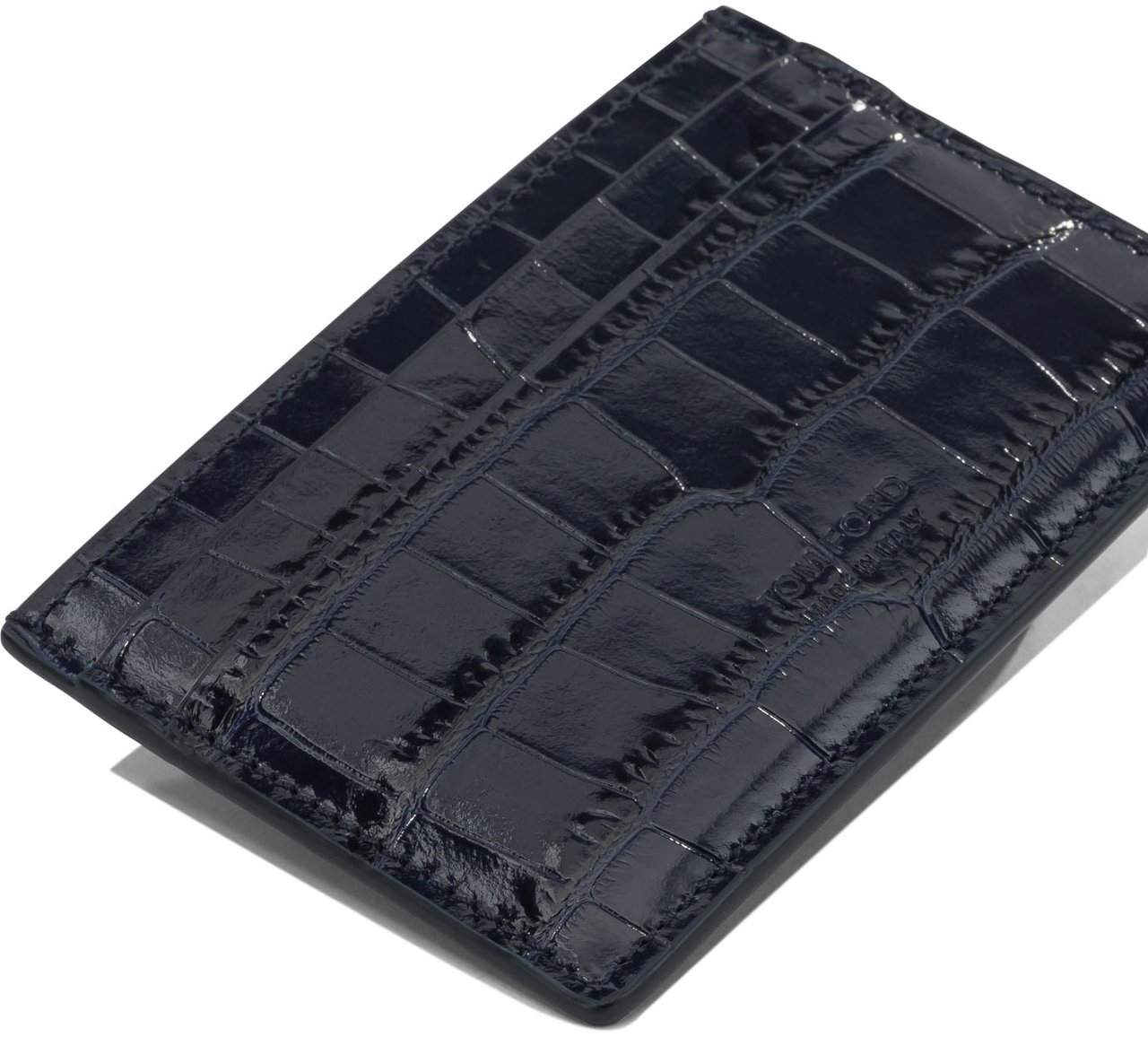 Tom Ford Tom Ford croco embossed leather cardholder Blauw