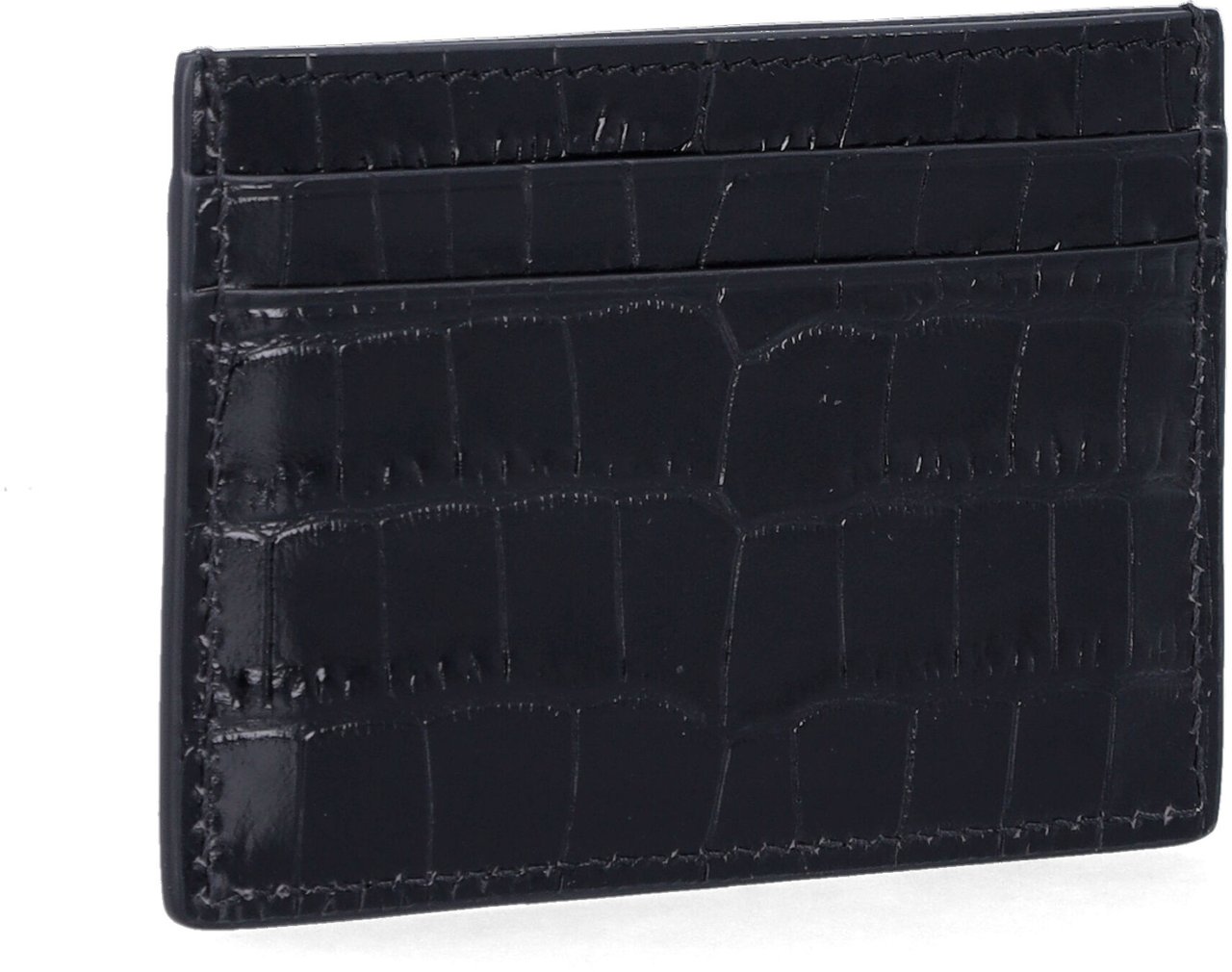 Tom Ford Classic Card Crocco Print Nero Zwart