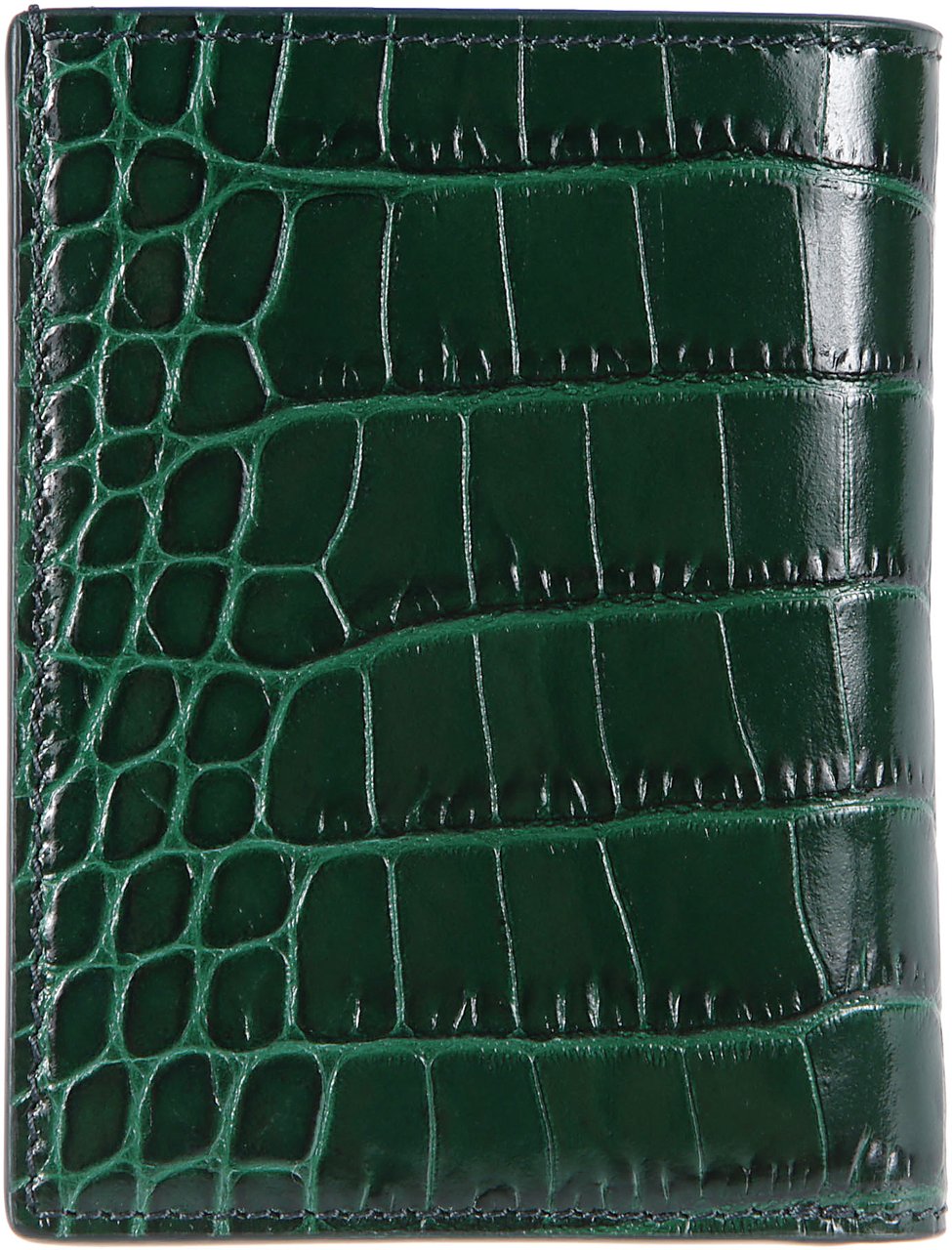Tom Ford Shiny Printed Croc Exotic Line Folding Wallet Green Groen