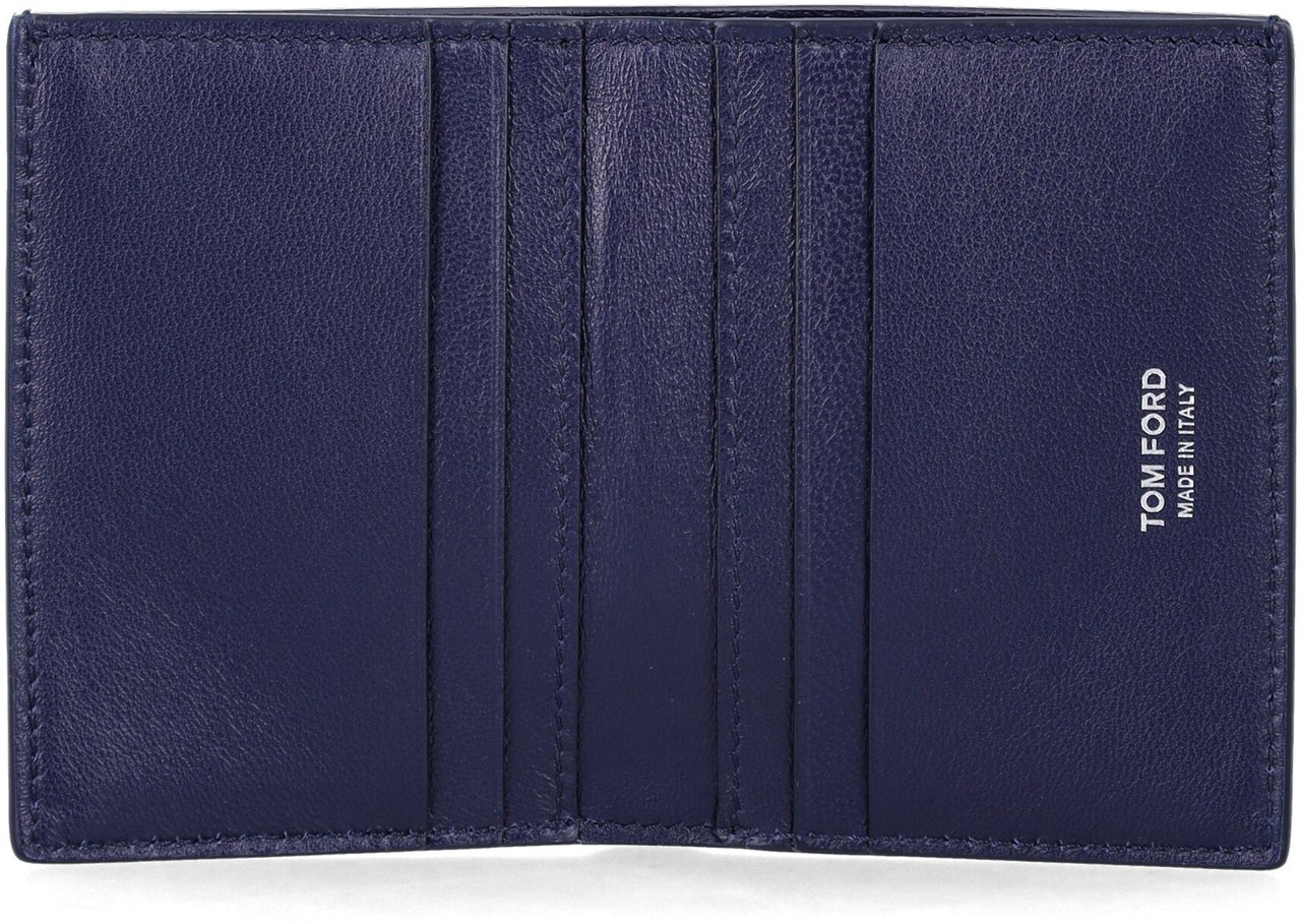 Tom Ford Tom Ford blue croc-embossed leather cardholder Blauw