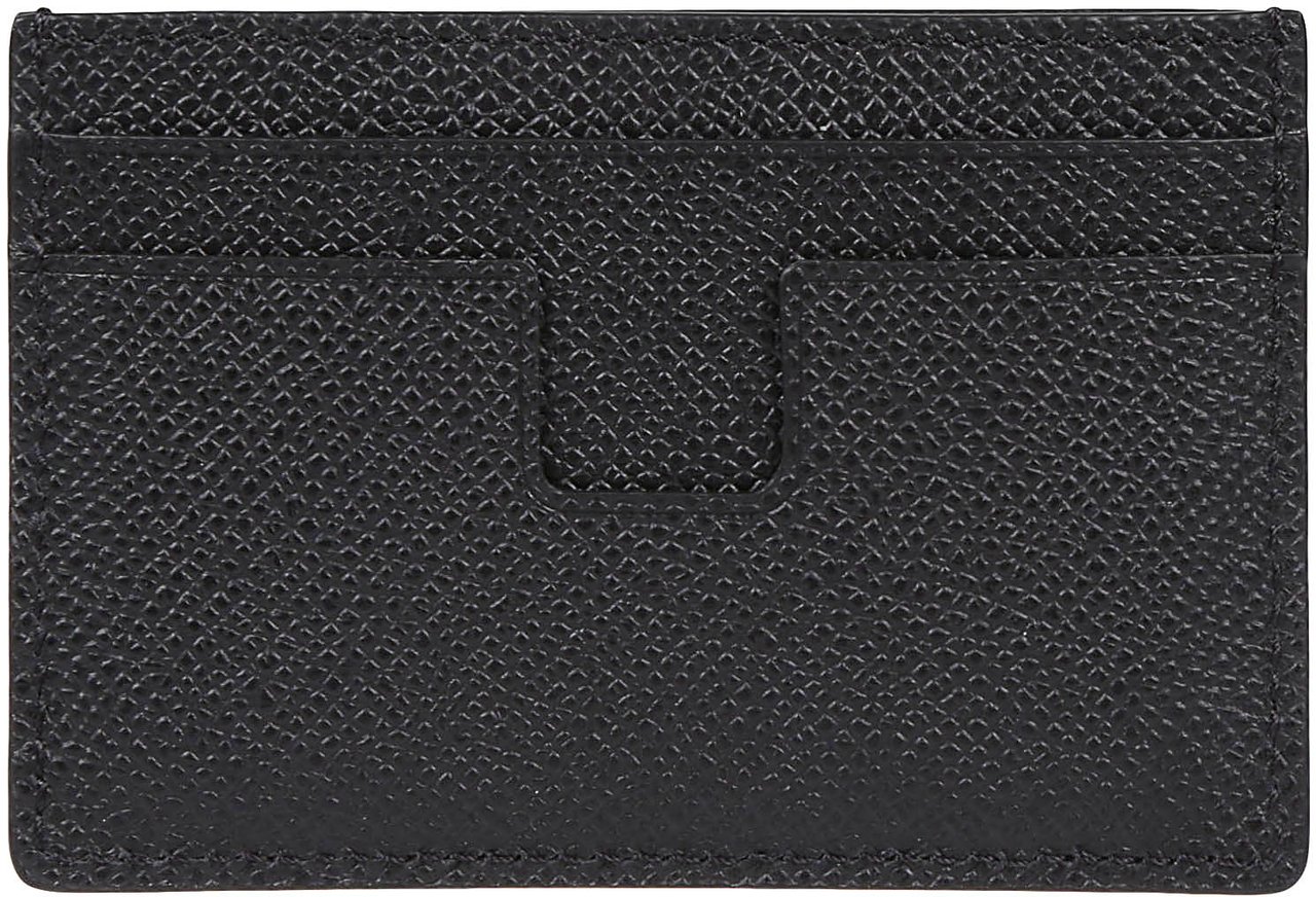 Tom Ford Logo Plaque Classic Credit Card Holder Black Zwart