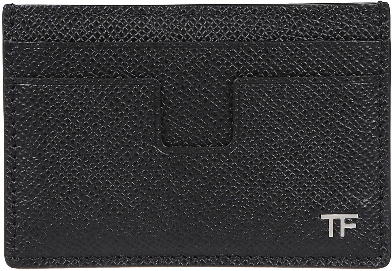 Tom Ford Logo Plaque Classic Credit Card Holder Black Zwart