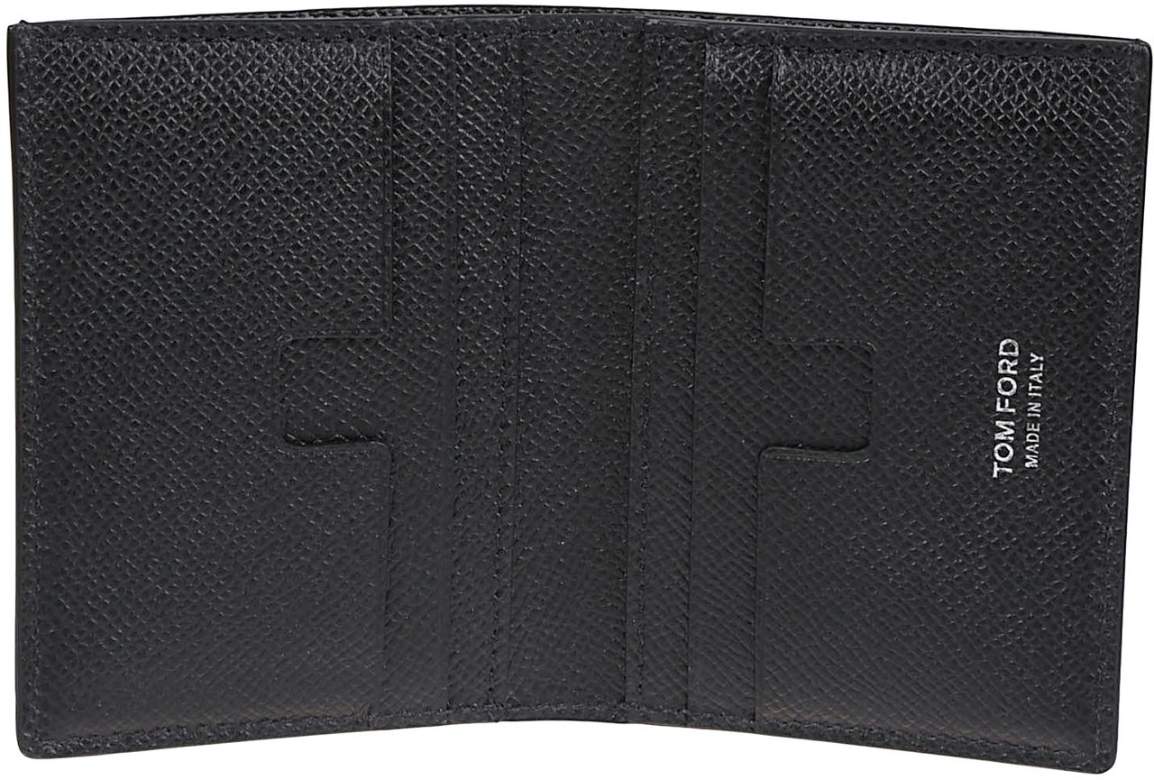 Tom Ford Logo Plaque Bifold Wallet Black Zwart