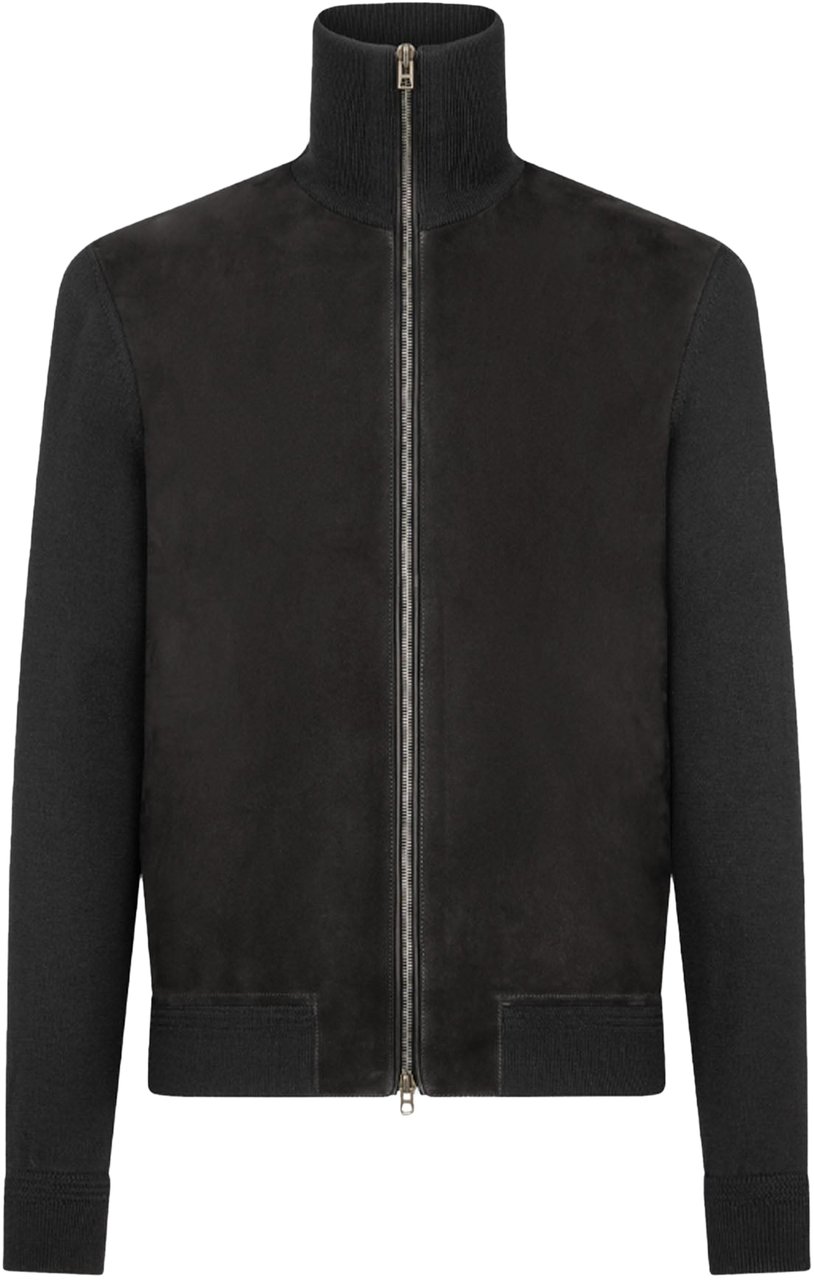 Tom Ford suede front merino full zip cocoa brown Bruin