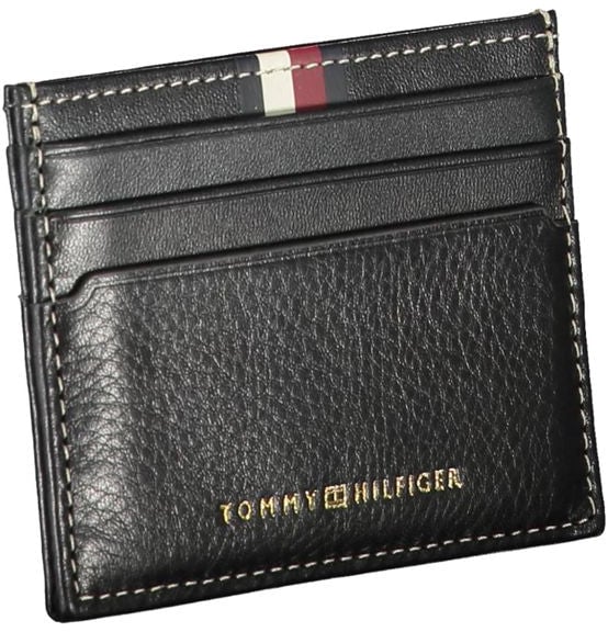 Tommy Hilfiger Tommy Hilfiger Nero Leather Mens Wallet Holder Zwart