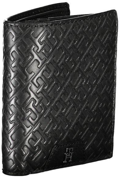 Tommy Hilfiger Tommy Hilfiger Sleek Black Leather Dual-Compartment Wallet Zwart