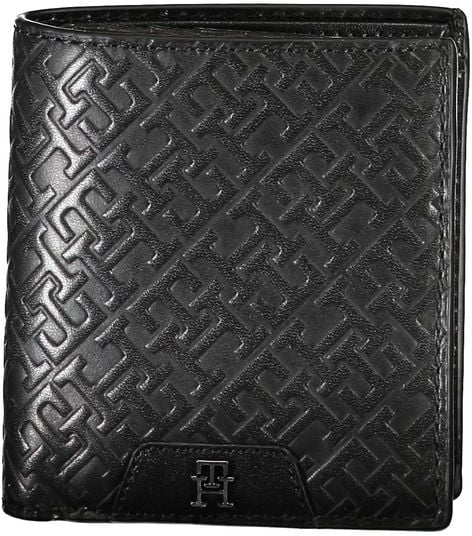 Tommy Hilfiger Tommy Hilfiger Sleek Black Leather Dual-Compartment Wallet Zwart
