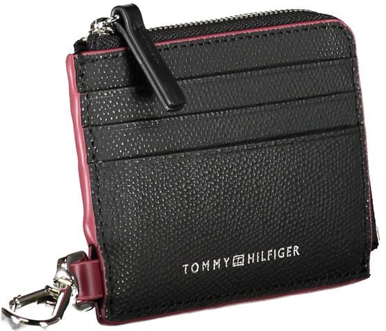 Tommy Hilfiger Tommy Hilfiger Black Leather Men Wallet Holder Zwart
