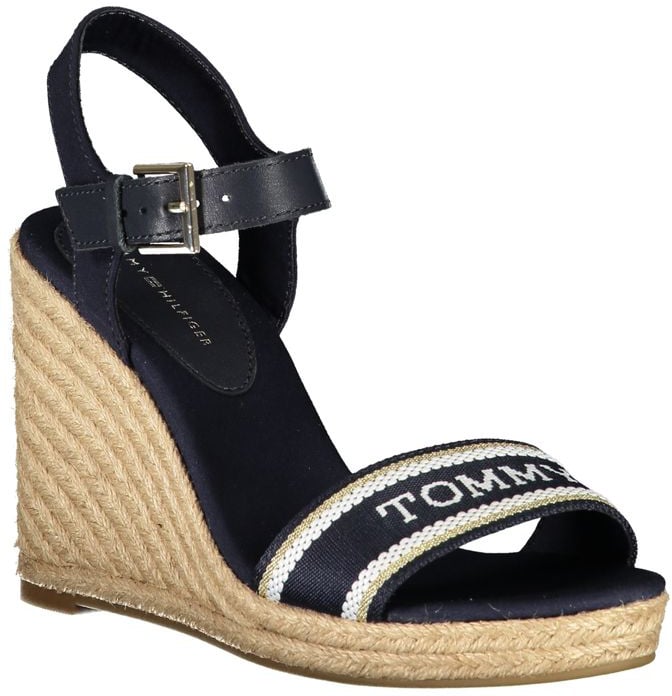 Tommy Hilfiger Blue Leather Women's Wedge Sandal Blauw