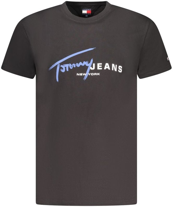 Tommy Hilfiger Black Cotton Men's T-Shirt Zwart