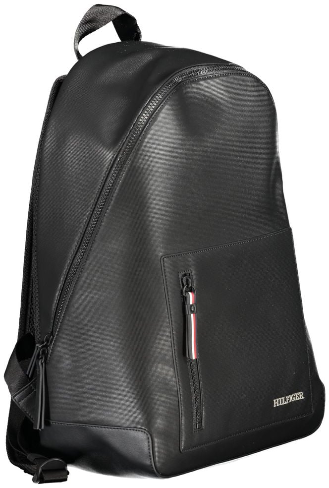 Tommy Hilfiger Tommy Hilfiger Black Polyurethane Men's Backpack Zwart