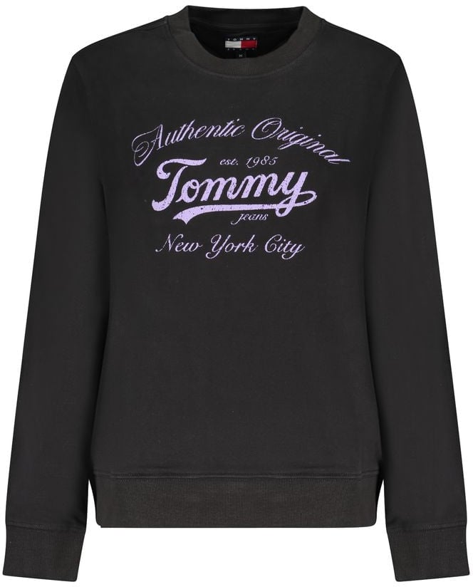 Tommy Hilfiger Black Cotton Women Sweatshirt Zwart