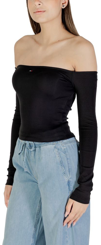 Tommy Hilfiger Jeans Black Recycled Cotton Long Sleeve T-Shirt Zwart