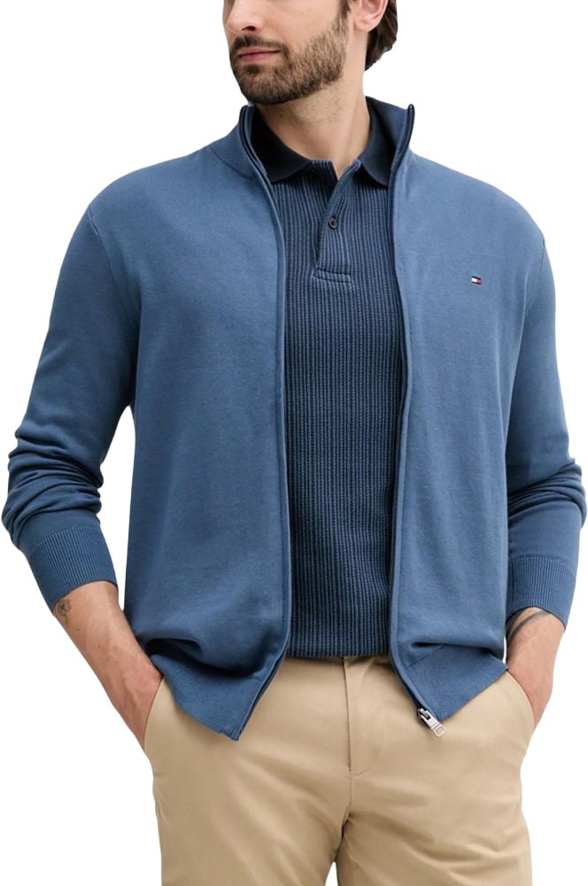 Tommy Hilfiger Blue Cotton Cardigan Blauw
