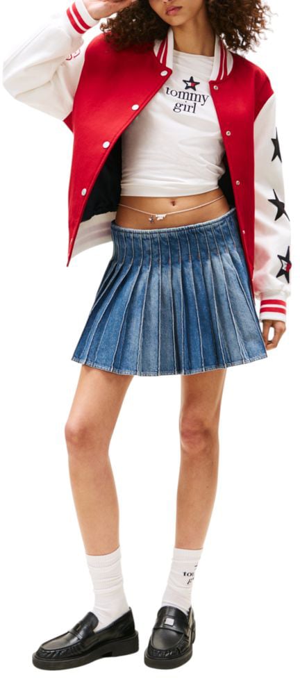Tommy Hilfiger Jeans Blue Recycled Cotton Mini Skirt Blauw