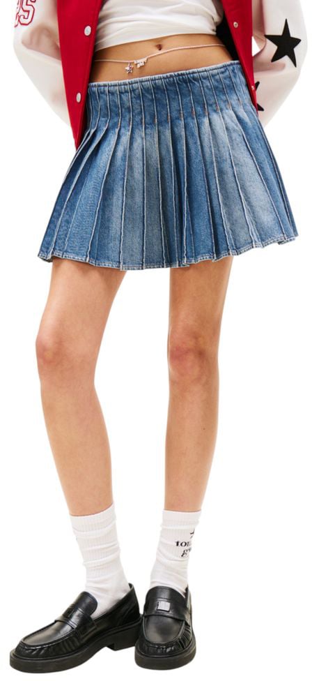 Tommy Hilfiger Jeans Blue Recycled Cotton Mini Skirt Blauw