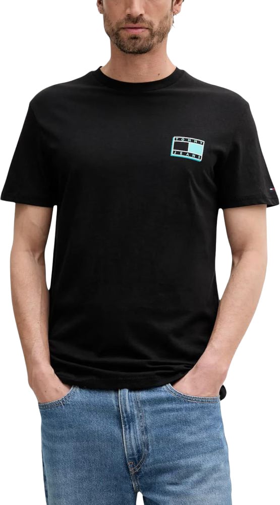 Tommy Hilfiger Jeans Black Recycled Cotton T-Shirt Zwart