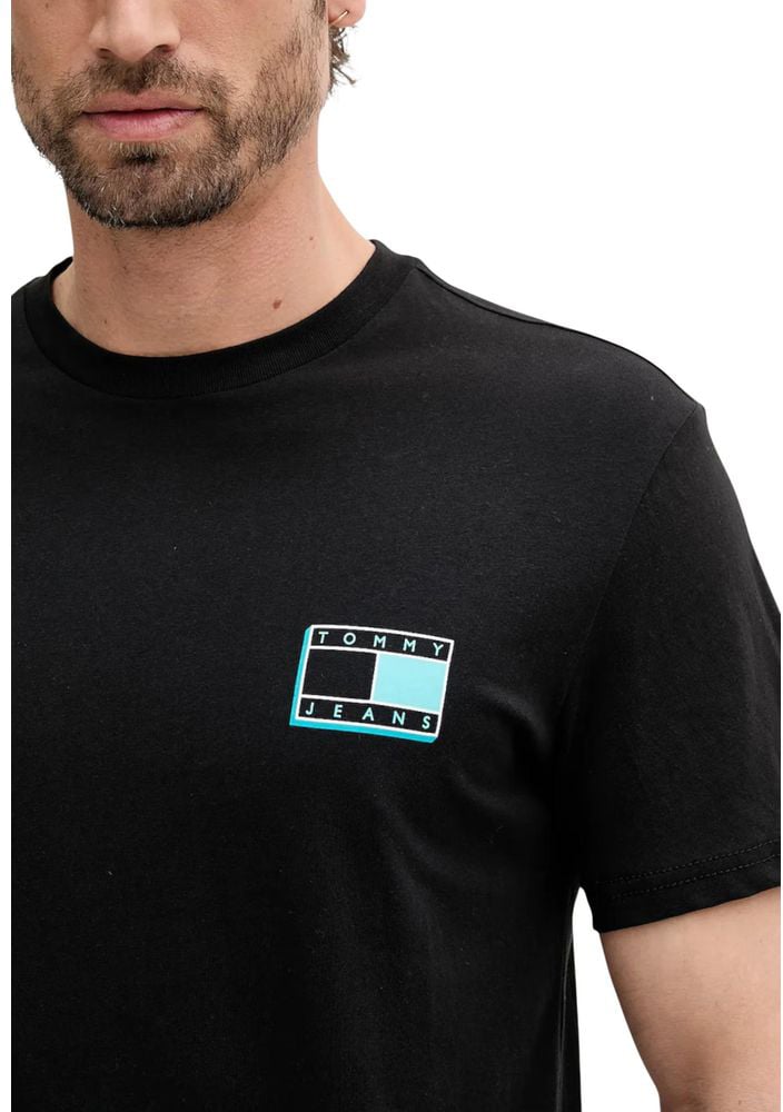 Tommy Hilfiger Jeans Black Recycled Cotton T-Shirt Zwart