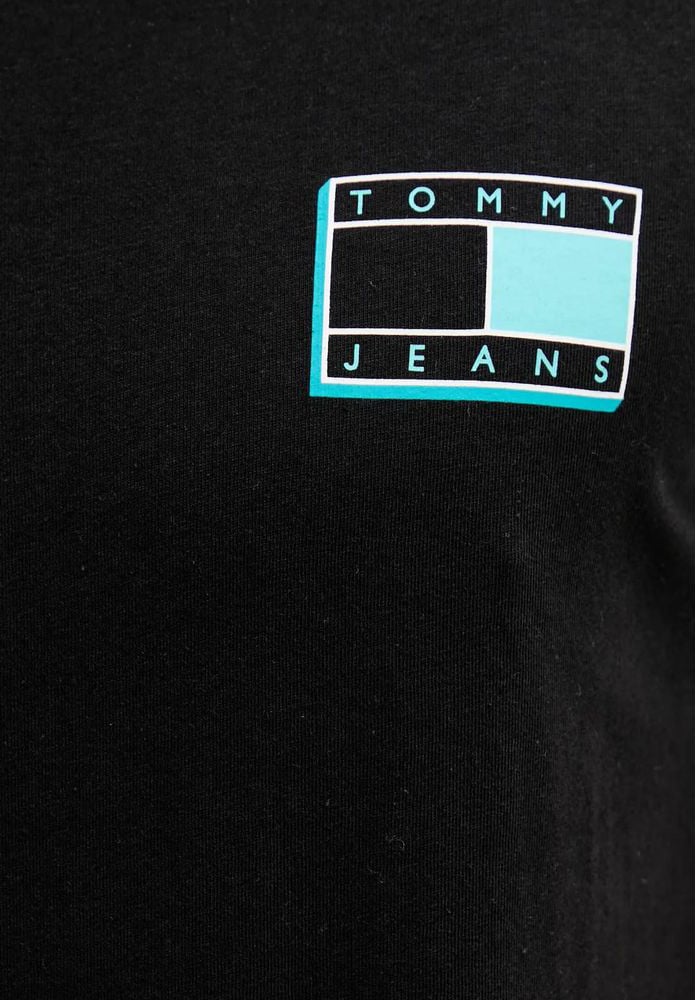 Tommy Hilfiger Jeans Black Recycled Cotton T-Shirt Zwart
