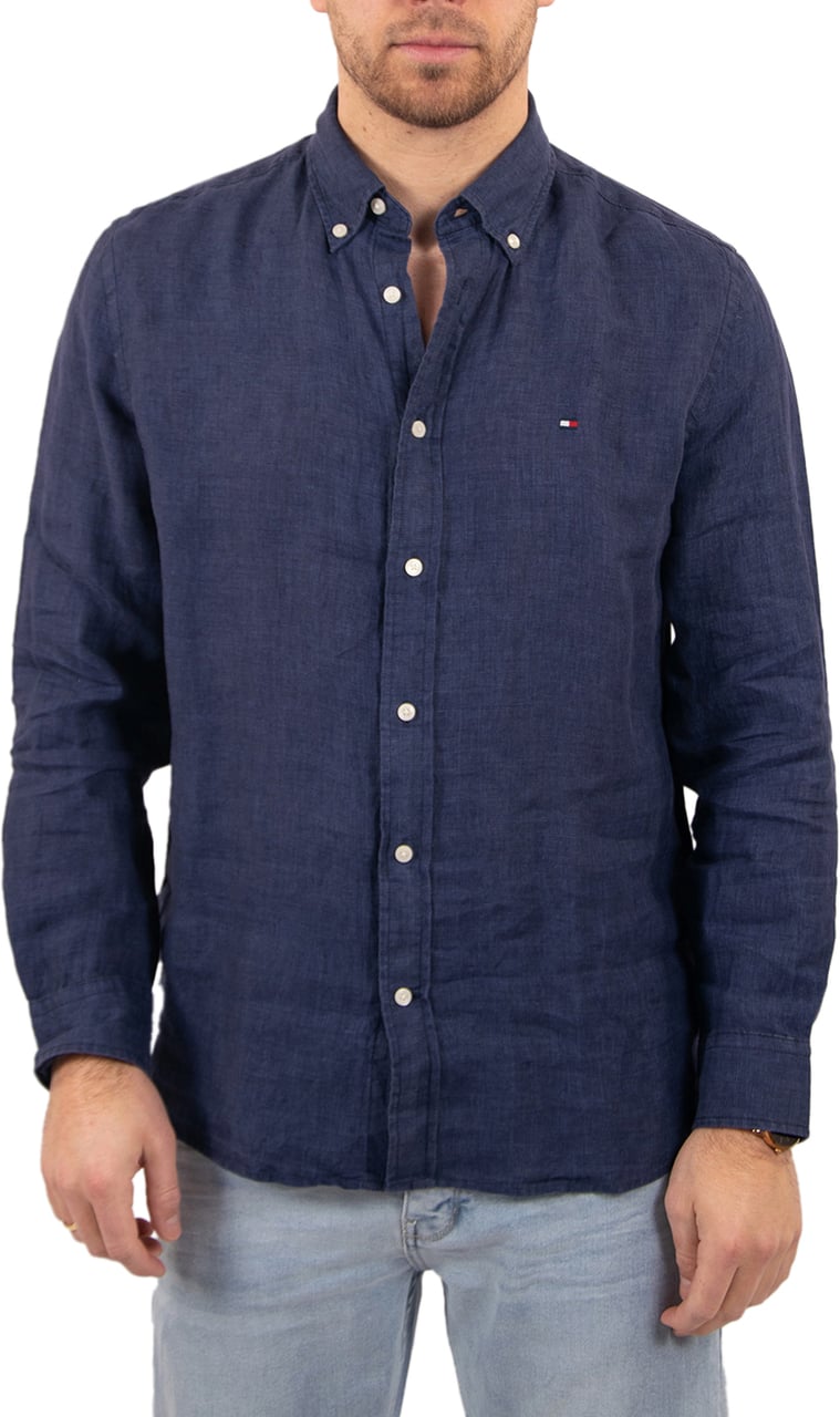 Tommy Hilfiger Pigment Dyed LI Solid RF Shirt Blauw