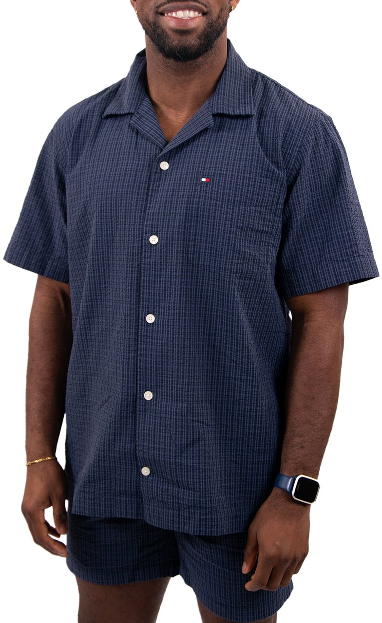 Tommy Hilfiger Tommy Hilfiger Seersucker Check Camp S/S RF 1/2 Blauw