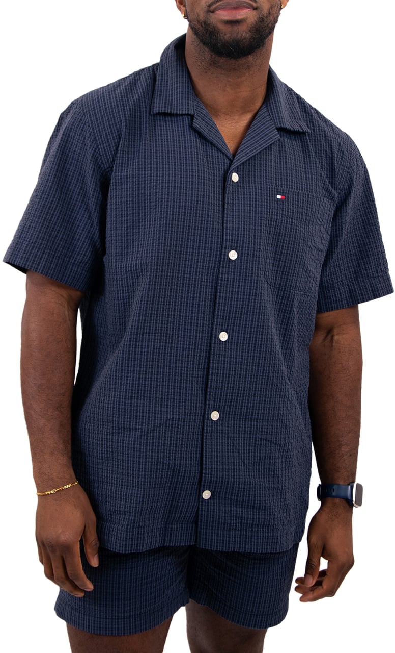 Tommy Hilfiger Tommy Hilfiger Seersucker Check Camp S/S RF 1/2 Blauw