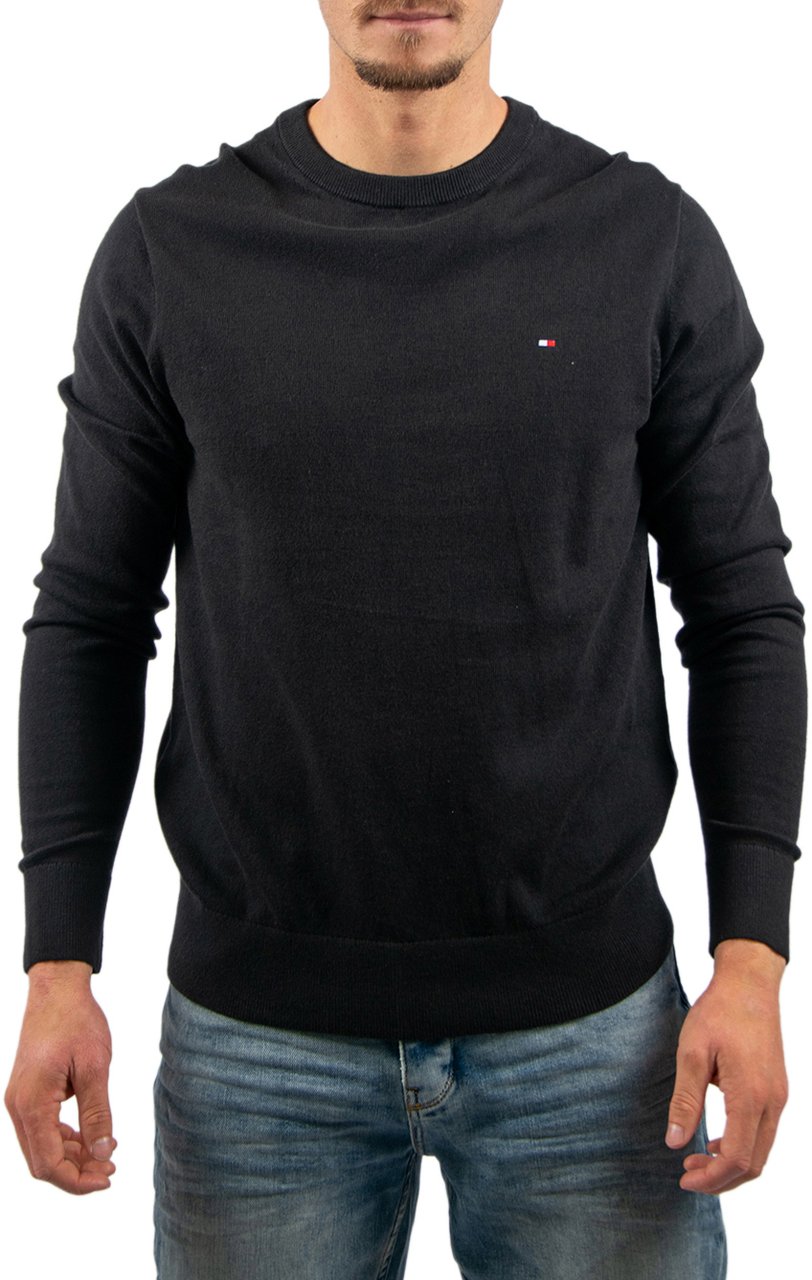 Tommy Hilfiger Pima Org Ctn Cashmere Crew Neck Zwart