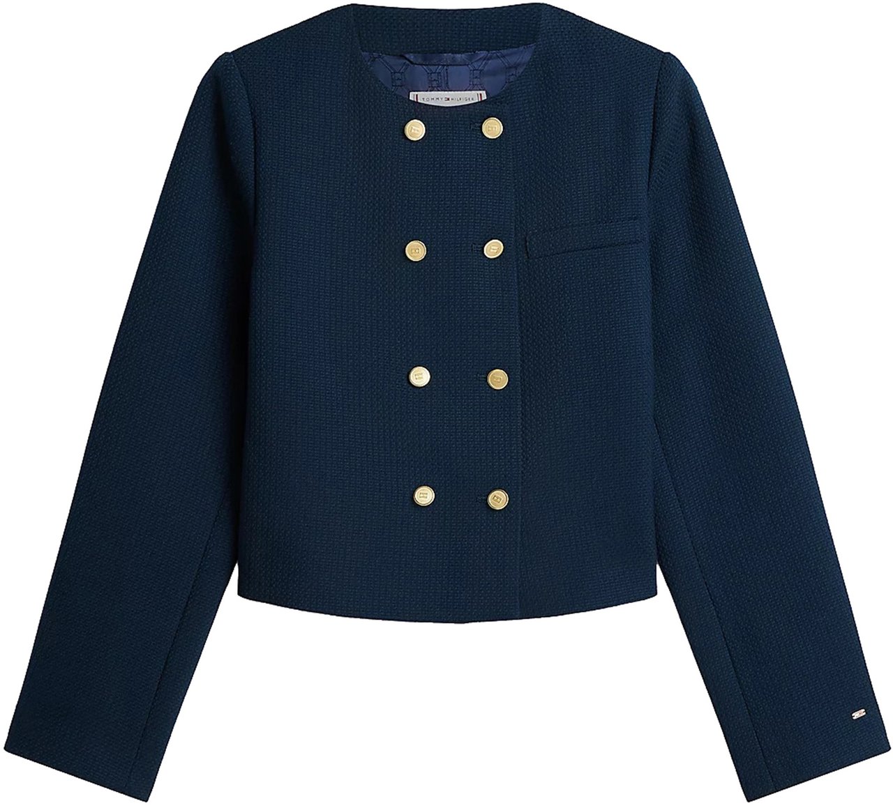 Tommy Hilfiger Tommy Hilfiger Cropped Textured Lady Jacket Zwart