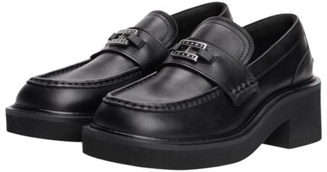 Tommy Hilfiger Jeans Black Leather High Heel Pumps Zwart