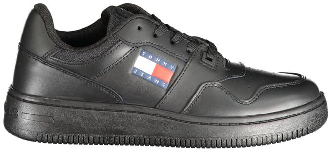 Tommy Hilfiger Black Leather Women Sneaker Zwart