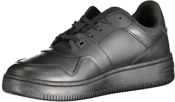 Tommy Hilfiger Black Leather Women Sneaker Zwart