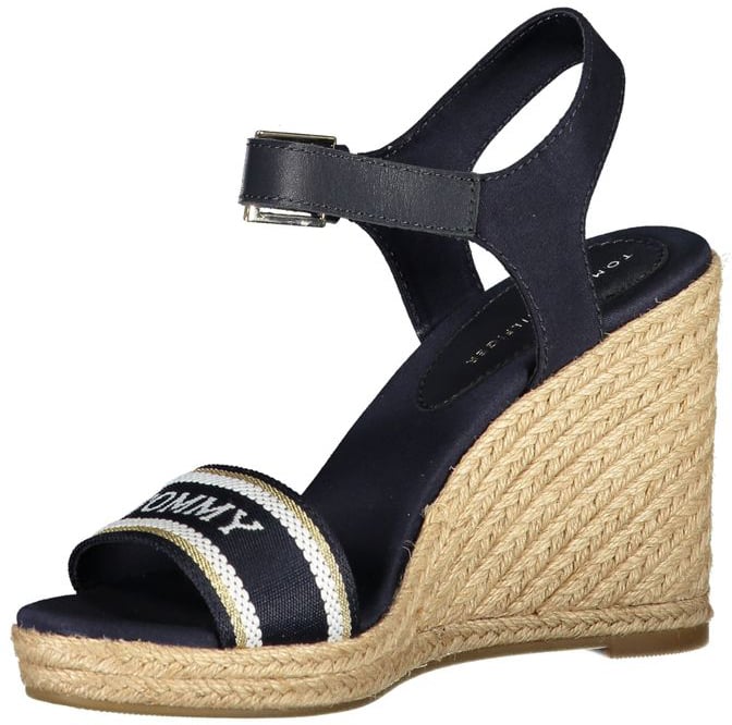Tommy Hilfiger Blue Leather Women's Wedge Sandal Blauw