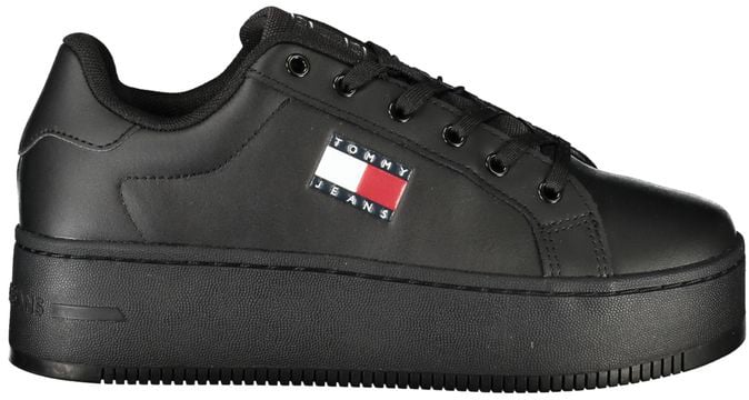 Tommy Hilfiger Black Polyurethane Women's Sneaker Zwart