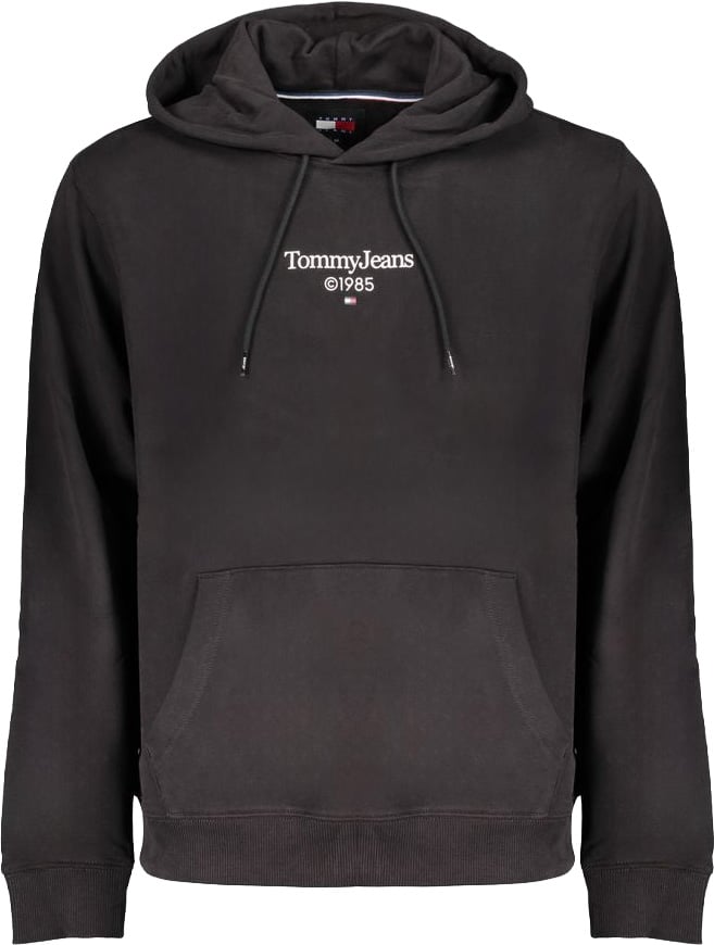 Tommy Hilfiger Black Cotton Men's Sweatshirt Hoodie Zwart