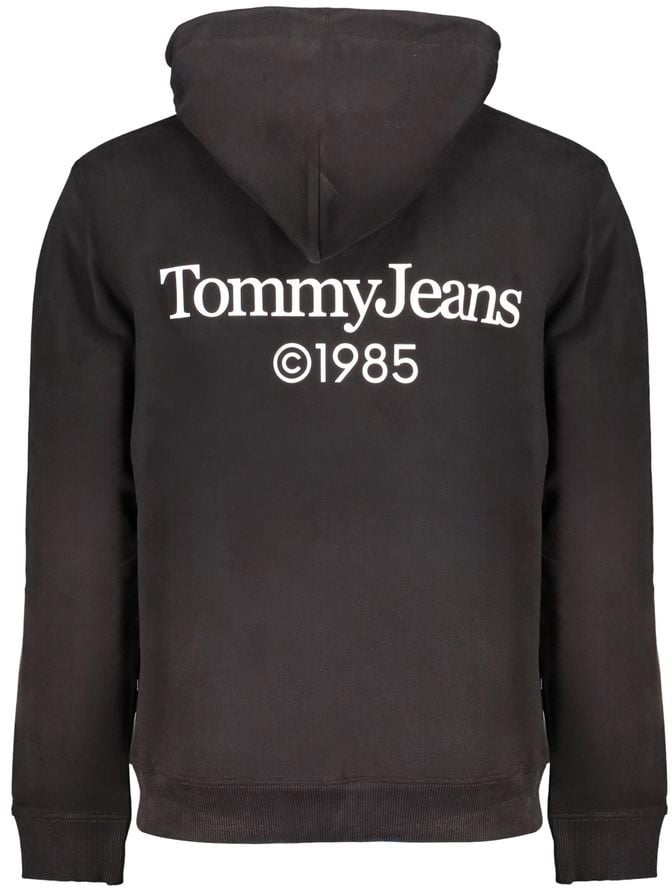 Tommy Hilfiger Black Cotton Men's Sweatshirt Hoodie Zwart