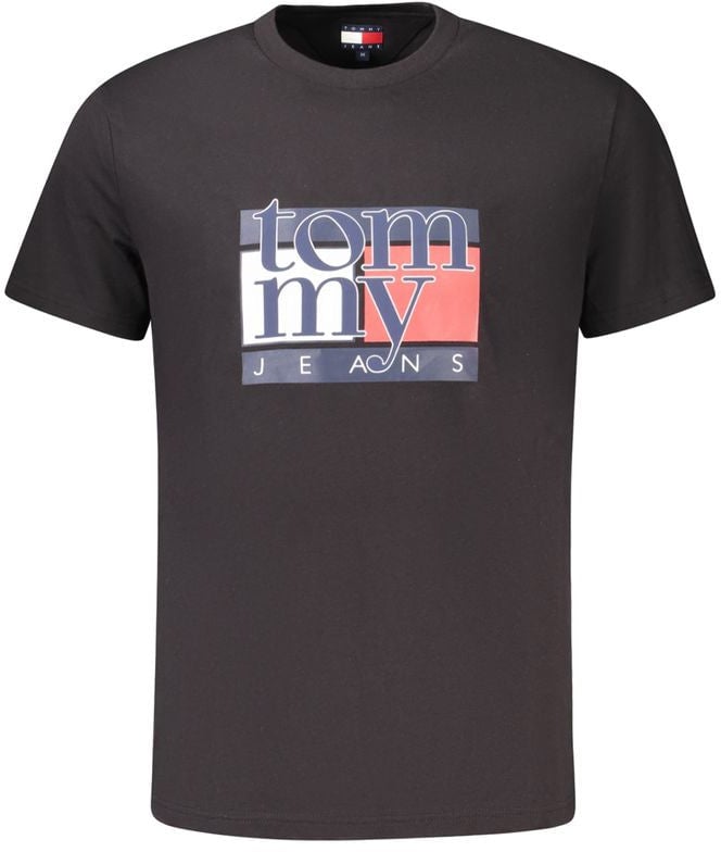 Tommy Hilfiger Black Cotton Men T-Shirt Zwart