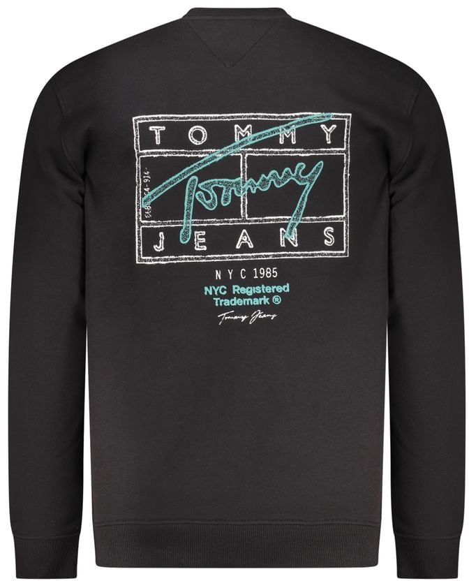 Tommy Hilfiger Black Cotton Men Sweatshirt Zwart