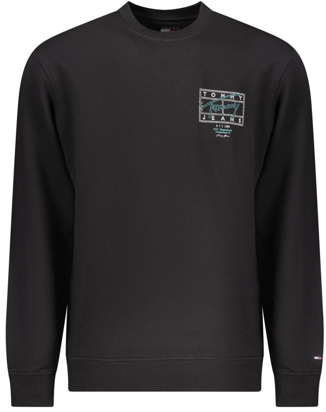 Tommy Hilfiger Black Cotton Men Sweatshirt Zwart
