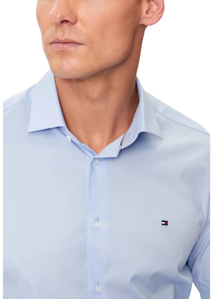 Tommy Hilfiger Tommy Hilfiger Blue Organic Cotton Dress Shirt Blauw