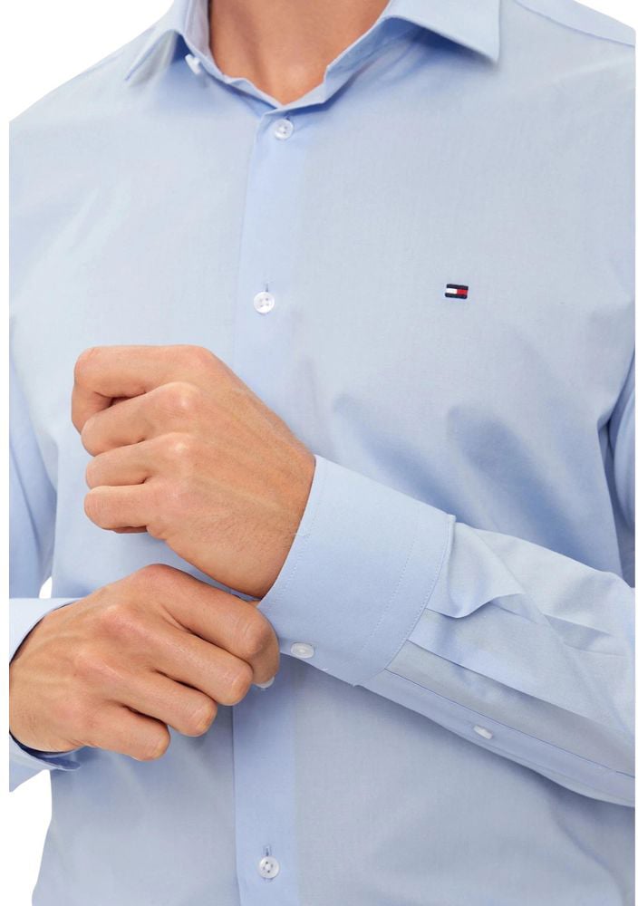 Tommy Hilfiger Tommy Hilfiger Blue Organic Cotton Dress Shirt Blauw
