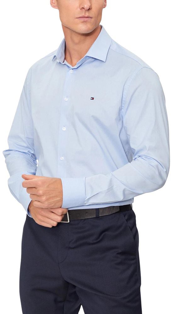 Tommy Hilfiger Tommy Hilfiger Blue Organic Cotton Dress Shirt Blauw