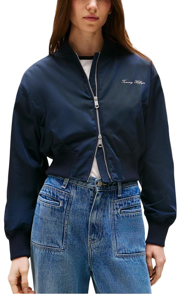 Tommy Hilfiger Blue Recycled Polyester Bomber Blauw