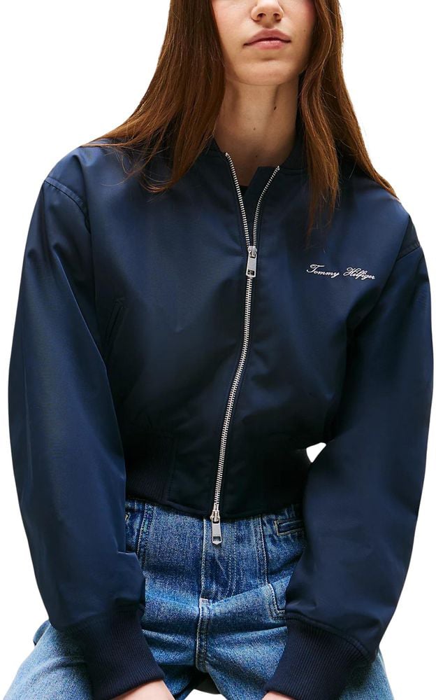 Tommy Hilfiger Blue Recycled Polyester Bomber Blauw